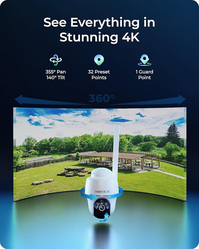 REOLINK 4K LTE Cellular Security Camera Wireless Outdoor, No WiFi, 3G/4G LTE, Solar Powered, SIM Card+32GB SD Card Included, Color Night Vision, Local/Cloud Storage, Go PT Ultra+SP, Updated Version REOLINK