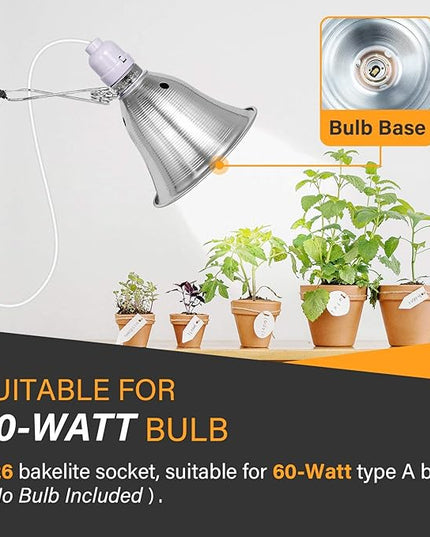 Simple Deluxe Clamp Lamp Light with 5.5 Inch Aluminum Reflector up to 60 Watt E26 Socket (no Bulb Included) 6 Feet 18/2 SPT-2 Cord, Silver and White, 6 Pack - LeafyLoom