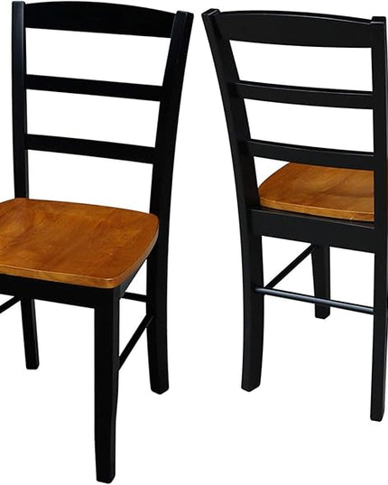 International Concepts Pair of Madrid LadderBack Chairs, Black/Cherry - LeafyLoom