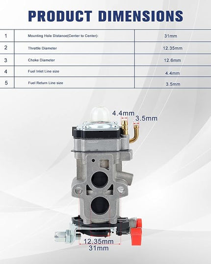 150BT 350BT WYA-44 Carburetor for Husqvarna Backpack Blower 150BT 350BF 350BT 570BTS 580BTS 560BTS 150BF 560BFS 570BFS 580BFS RedMax EBZ8000 EBZ8050 Blower Replace 505183101 502845001 521631601 - LeafyLoom