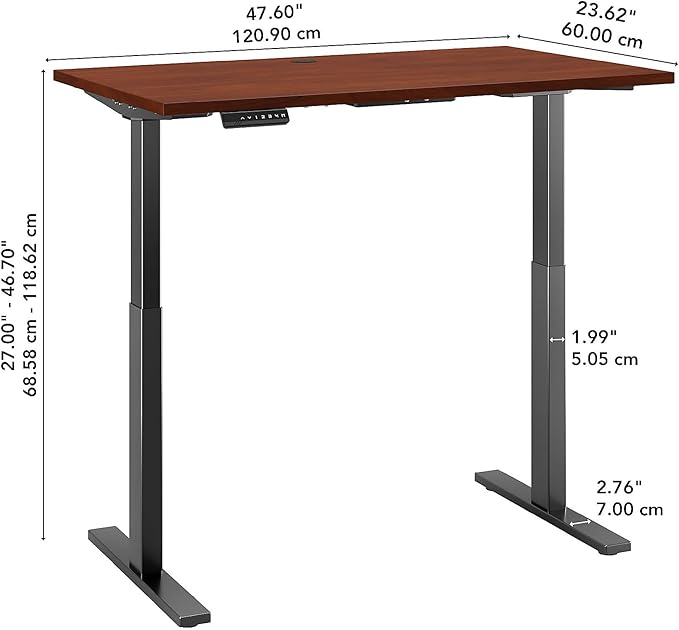Bush Business Furniture Move 60 Electric Ergonomic Sit-Stand Computer Table for Home and Professional Office, 48W x 24D, Hansen Cherry - LeafyLoom