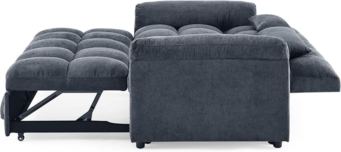 Large 2 Seater Sofa&Couch Loveseat W/Pull Out Sleeper Couch Bed and Pillows,3 in 1 Reclining Backrest Love Seat Convertible Twin XL Size Sleeper&Sofabed for Home Apartment Office Living Room - LeafyLoom