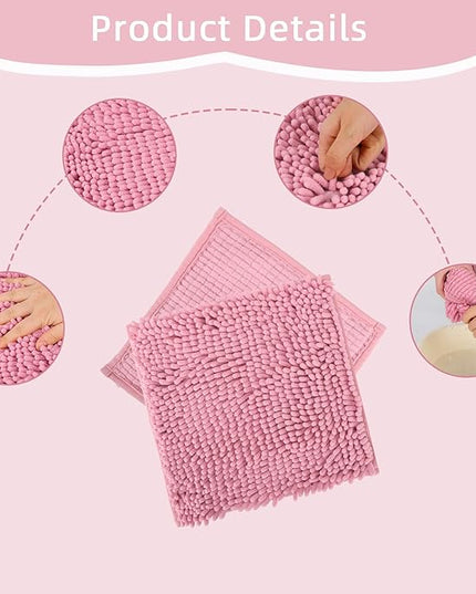 Locker Rug school girl rugs Carpet Chenille 100% Microfiber Locker Carpet with Non Skid Backing Locker Decorations (Pink, 10X10) - LeafyLoom