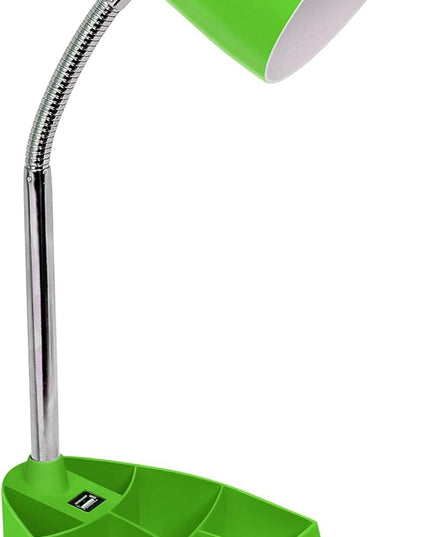 Simple Designs LD1056-GRN Gooseneck Organizer Desk Lamp with iPad/Tablet Stand or Book Holder and USB Port, Green - LeafyLoom