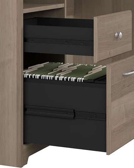 Bush Furniture Cabot 72W L Shaped Computer Desk with Drawers, Ash Gray - LeafyLoom