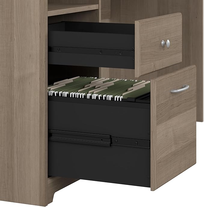 Bush Furniture Cabot 72W L Shaped Computer Desk with Drawers, Ash Gray - LeafyLoom