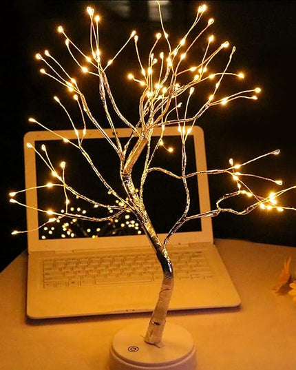 Bonsai Tree Light for Room Decor, Aesthetic Lamps for Living Room, Cute Night Light for House Decorations, Good Ideas for Gifts, Weddings, Festivals, Christmas... (Warm White, Gold Trunk, 108 LED) - LeafyLoom
