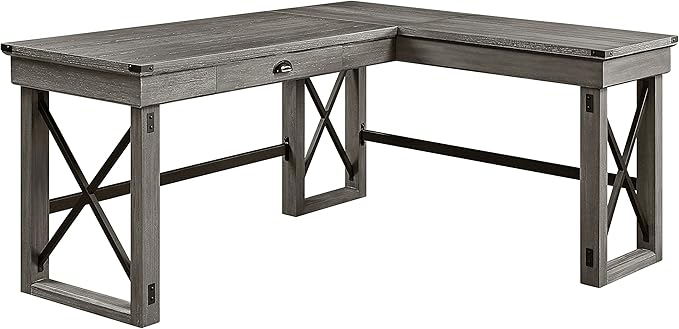 NicBex Kimberly-DW-00031-LWJ Home Office Desks, 67"x55"x30", Gray - LeafyLoom