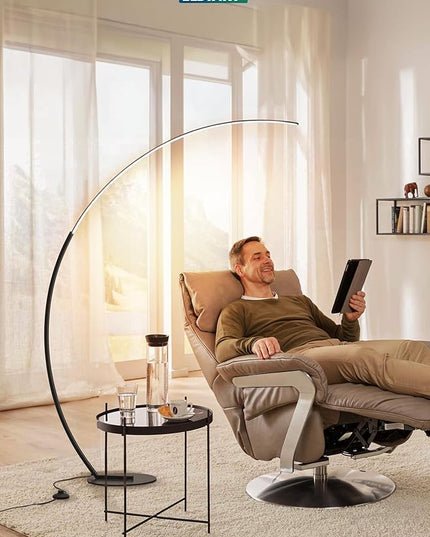 LEDIARY Arc Floor Lamp 65" Modern Standing Lamp with Remote, Black LED Arch Lamps for Living Room Bedroom Office, 3 Color Temperature & Stepless Dimmable Arched Reading Lamp - LeafyLoom