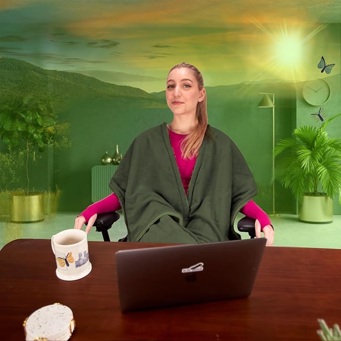 The Original Office Chair Blanket by SnuggleBack; Cozy Comfy Office Desk Chair Wrap Attaches for Convenient Heat and Hands-Free. Stay Warm In The Winter or Summer. Sherpa Fur Lining - LeafyLoom