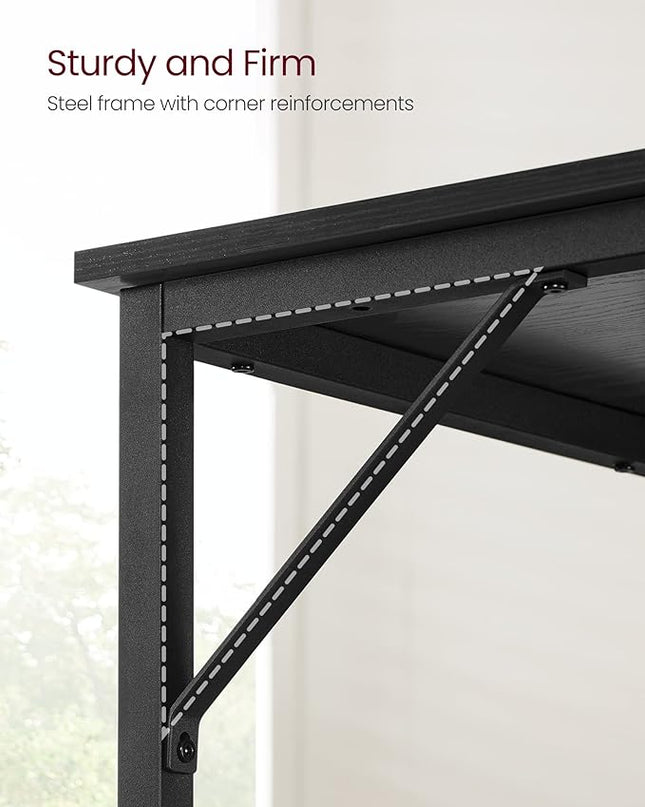 VASAGLE Computer Desk, Gaming Desk, Home Office Desk, for Small Spaces, 19.7 x 39.4 x 29.5 Inches, Industrial Style, Metal Frame, Black with Wood Grain ULWD041B56 - LeafyLoom