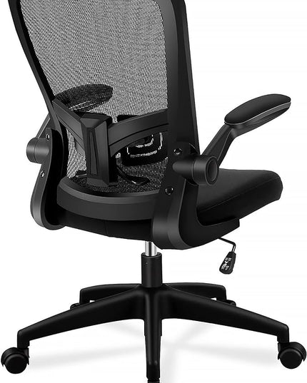 FelixKing Office Chair, Home Desk Chair with Lumbar Support Adjustable Height and Swivel Gaming Computer Chair with Flip up Armrests for Meeting Room (Black) - LeafyLoom