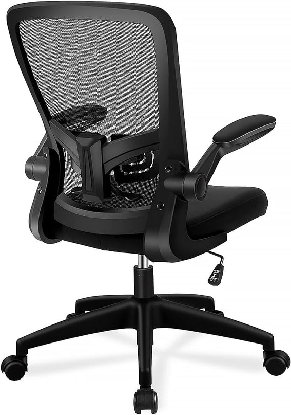 FelixKing Office Chair, Home Desk Chair with Lumbar Support Adjustable Height and Swivel Gaming Computer Chair with Flip up Armrests for Meeting Room (Black) - LeafyLoom