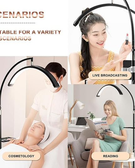 Eyelash LED Floor Light Estheticians Light, Tattoo Light, Pmu Lamp, Facialist Moon Lamp, Lighting for Beauty Filming and Content Creation (28IN, White) - LeafyLoom
