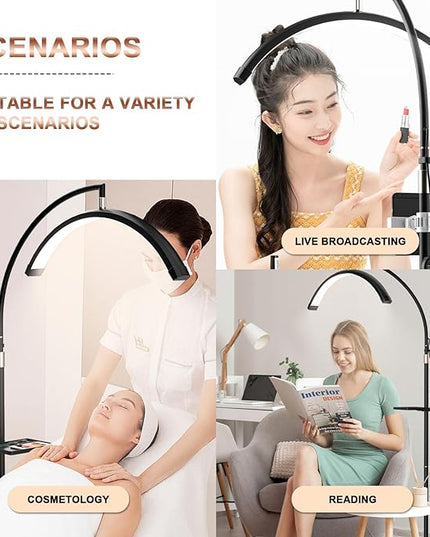 Eyelash LED Floor Light Estheticians Light, Tattoo Light, Pmu Lamp, Facialist Moon Lamp, Lighting for Beauty Filming and Content Creation (28IN, Black) - LeafyLoom