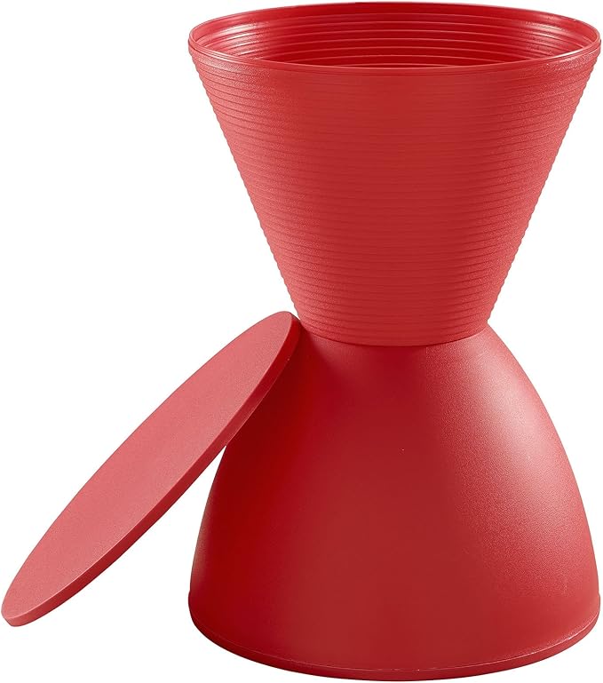 Modway Haste Contemporary Modern Hourglass Accent Stool in Red - LeafyLoom