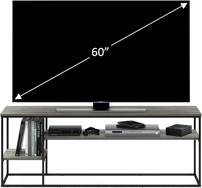 Furinno Moretti Modern Lifestyle TV Stand, French Oak Grey - LeafyLoom