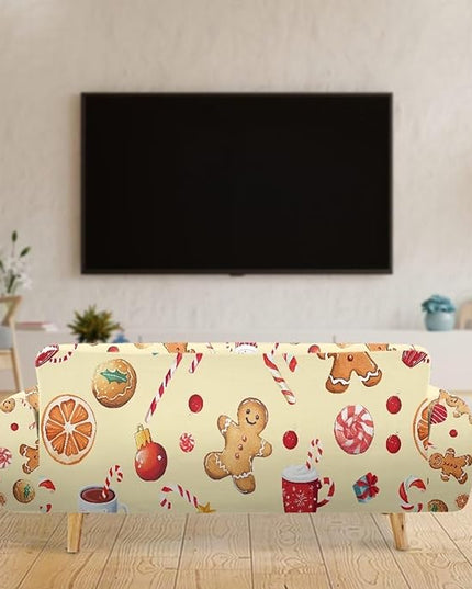 FKELYI Cute Christmas Sofa Couch Cover with Elastic Bottom Stretch Furniture Protector for Indoor Easy Going Stretch Sofa Slipcovers XL FKELYI