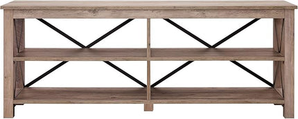 Henn&Hart Rectangular TV Stand for TV's up to 70" in Gray Oak, Electric Fireplace TV Stands for the Living Room - LeafyLoom