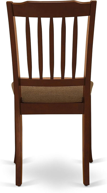 East West Furniture HLDA5-MAH-C 5 Piece Kitchen Table Set for 4 Includes a Round Dining Room Table with Pedestal and 4 Linen Fabric Upholstered Dining Chairs, 42x42 Inch, Mahogany - LeafyLoom