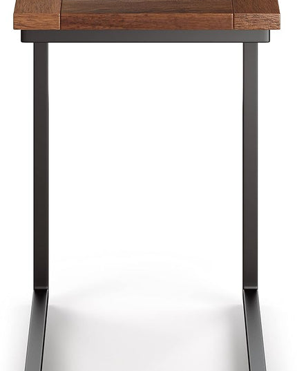 SIMPLIHOME Skyler SOLID MANGO WOOD and Metal 20 inch Wide Rectangle Wide C Side Table in Dark Cognac Brown, Fully Assembled, for the Living Room and Bedroom - LeafyLoom