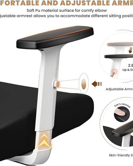 Office Chair Ergonomic Desk Chair with Adjustable Lumbar Support, Swivel Comfy Computer Chair Heavy Duty Executive Chair for Home Office - LeafyLoom
