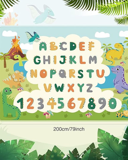Kids Rug for Playroom,78.7 X 59 Inch Dinosaur Kids Play Mat ABC Classroom Rug,Non-Slip Cute Alphabet Rug Soft Kids Floor Mats Carpet,Toddler Baby Playroom Mat for Kids Room Classroom Playroom - LeafyLoom