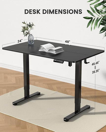 ErGear Height Adjustable Electric Standing Desk, 48 x 24 Inches Sit Stand up Desk, Memory Computer Home Office Desk (Black) - LeafyLoom
