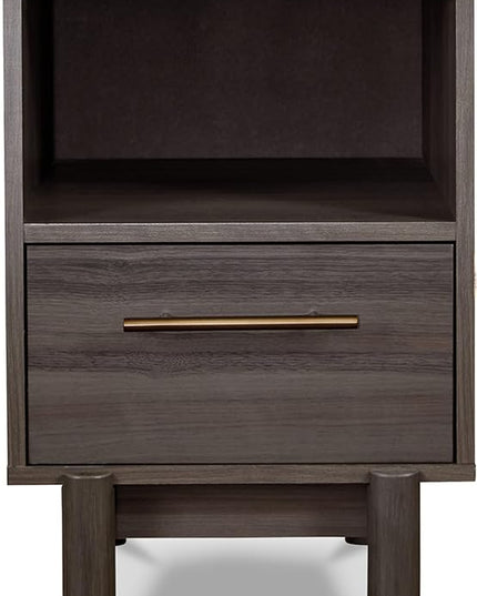 Signature Design by Ashley Brymont Mid-Century Modern 1 Drawer Nightstand with Open Cubby, Gray - LeafyLoom