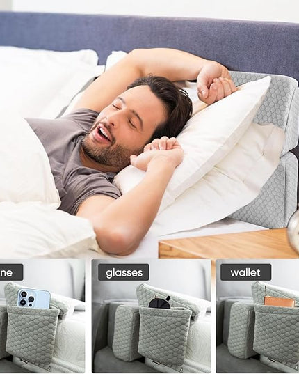 4 Modes Queen Size Wedge Pillow Headboard for Bed Gap, Foldable Bed Wedge Pillow Gap Filler, Mattress Gap Filler, Long Pillow for Bed Triangle Pillow, Fill The Gap (0-7) Between Headboard and Mattress - LeafyLoom