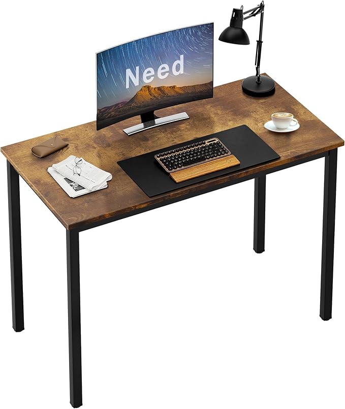 Need Small Computer Desk 31-1/2" Sturdy and Heavy Duty Writing Desk for Small Spaces and Small Desk Study Table Laptop Desk Rustic Brown & Black AC3FB (80 * 40) - LeafyLoom
