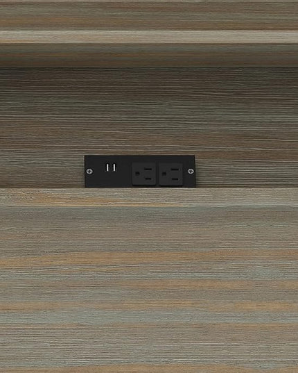 SIMPLIHOME Bowman SOLID WOOD Modern Industrial 54 Inch Wide Flip Up Desk in Distressed Grey, For the Office Desk, Writing Table, Workstation and Study Table - LeafyLoom