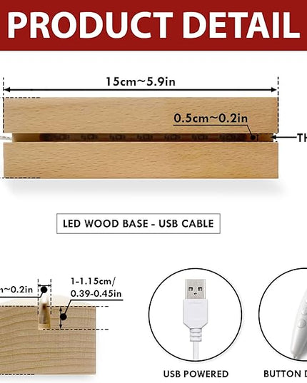 Gifts for Husband from Wife, Husband Gifts 3D Led Wooden Base, Husband Birthday Gifts, Anniversary Wedding Gifts, Fathers Day Presents for Him Husband, Gift for Dad Father from Son Daughter - LeafyLoom