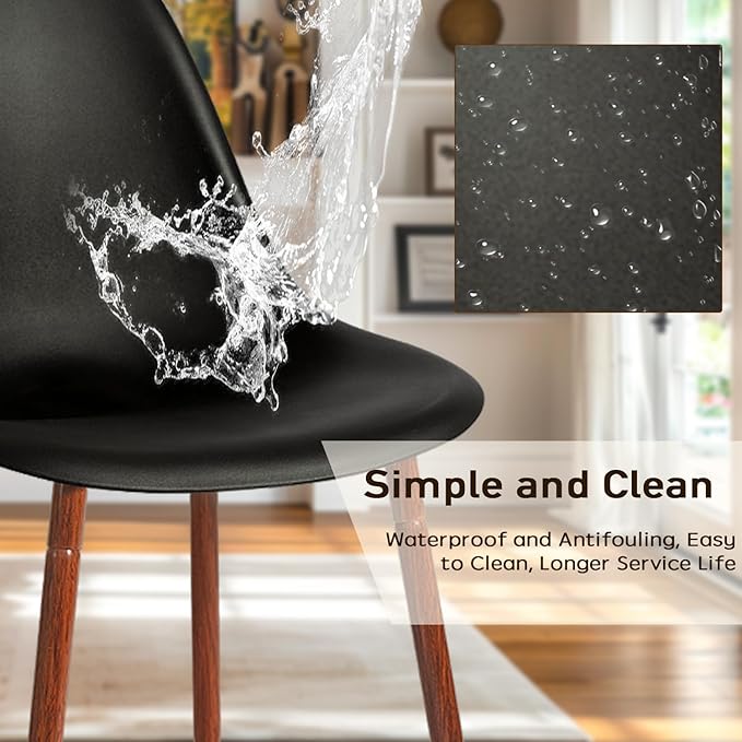 CangLong Modern Popular Dining Chairs Set 2 with Plastic seat and Metal Legs for Dining&Lving Room,Black - LeafyLoom