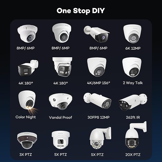 ONWOTE 4K 8MP UltraHD PoE IP Security Camera, AI Human Vehicle Detection, 3840x2160 8 Megapixels, 128° FoV, Video Audio, Indoor Outdoor, Commercial Wired Camera for Business, Add-on to PoE NVR System ONWOTE