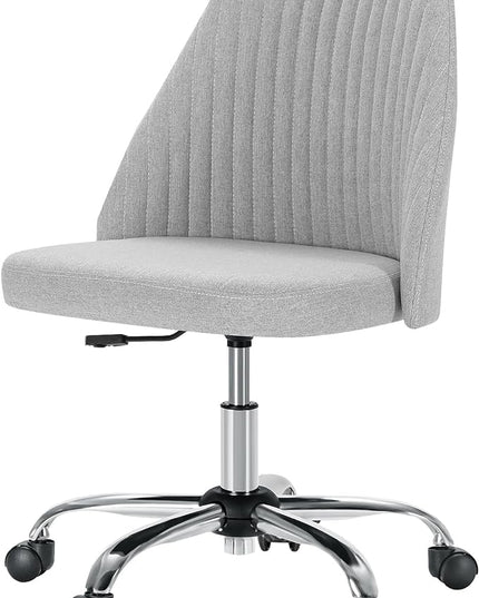 MCQ Office Desk Chair, Modern Cute Rolling Vanity Swivel Task Chairs with Wheels, Comfortable Back Seat Armless for Home, Bedrooms, Office, Study, Student, Adults, Make-up, Dressing Room, Cloud - LeafyLoom