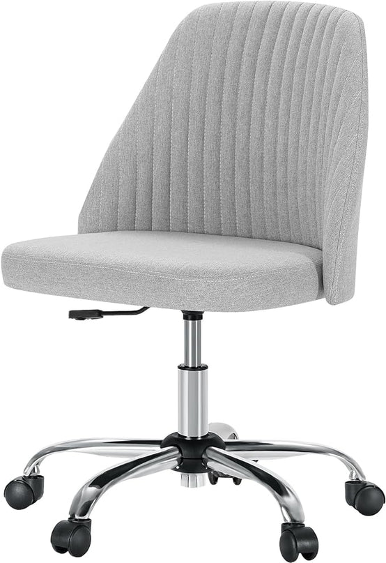 MCQ Office Desk Chair, Modern Cute Rolling Vanity Swivel Task Chairs with Wheels, Comfortable Back Seat Armless for Home, Bedrooms, Office, Study, Student, Adults, Make-up, Dressing Room, Cloud - LeafyLoom