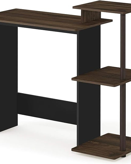 Furinno Efficient Home Laptop Notebook Computer Desk with Square Shelves, Columbia Walnut/Brown - LeafyLoom