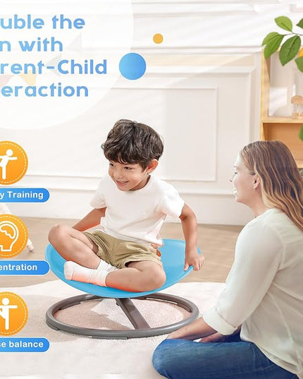 Sensory Chair for Kids Autism Sensory Products Sit and Spin Autism Toys Spinning Chair ADHD Chair Swivel Chair Training Body Coordination (Blue) - LeafyLoom