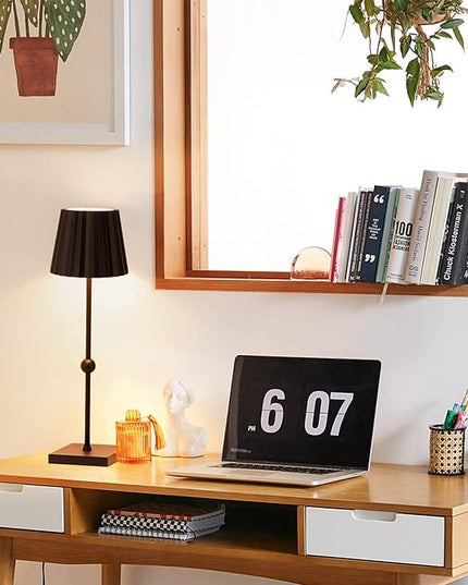 GGOYING Cordless Table Lamp,5200mAh Battery Operated Rechargeable LED Desk Lamp 3 Color Stepless Dimming, Minimalist Portable Night Light(Black) - LeafyLoom