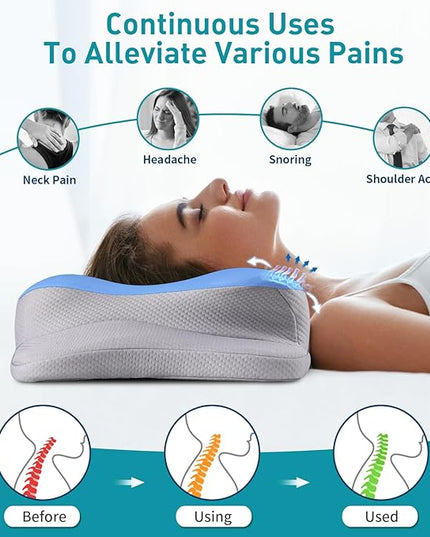 Mokaloo Cervical Neck Pillow - Cooling Neck Pillows for Pain Relief, Ergonomic Pillow for Sleeping, Orthopedic Contour Memory Foam Pillows for Side, Back & Stomach Sleepers with Pillowcase - LeafyLoom