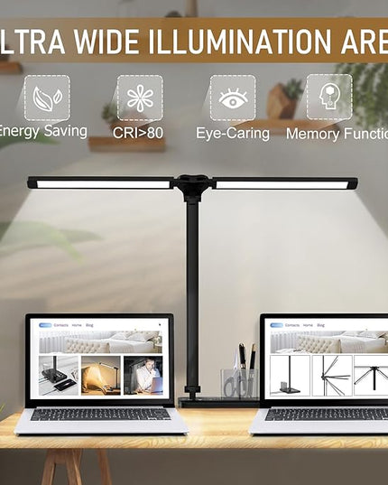 Dimmable LED Desk Lamp with USB Charging Port, 50 Lighting Modes Dual Swing Arm Architect Table Lamp Light Desk Lamp for Home Office Dorm Piano Nail - LeafyLoom