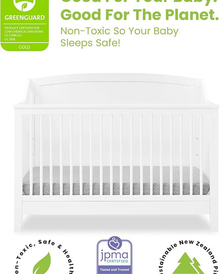 Delta Children Campbell 6-in-1 Convertible Crib - Greenguard Gold Certified, Bianca White - LeafyLoom