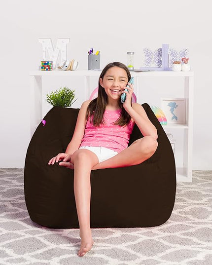 Posh Creations Structured Comfy Bean Bag Chair for Gaming, Reading, and Watching TV, Coronado Chair, Microsuede - Chocolate - LeafyLoom