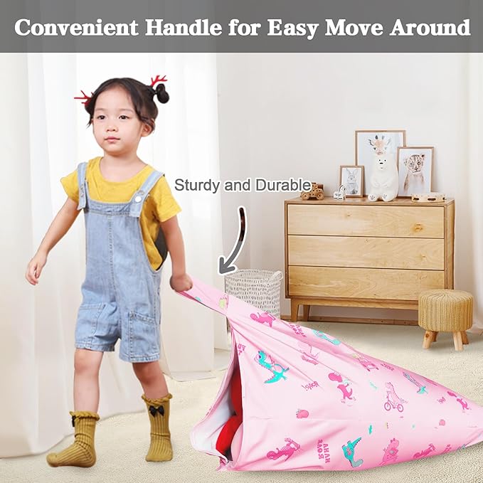 Jorbest Stuffed Animal Storage, Dinosaur Bean Bag Chair, Stuffed Animal Storage Bean Bag Chair for Kids and Adults, Pink Dinosaur Bean Bag for Girls - Cover ONLY (Dinosaur 200L/52 Gal) - LeafyLoom