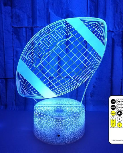 Football Night Lights for Kids, 3D LED Illusion Lamp 7 Colors Changing Nightlight with USB Powered, Touch & Remote Control Best Birthday Christmas Gifts for Boys Girls Kids Baby - LeafyLoom