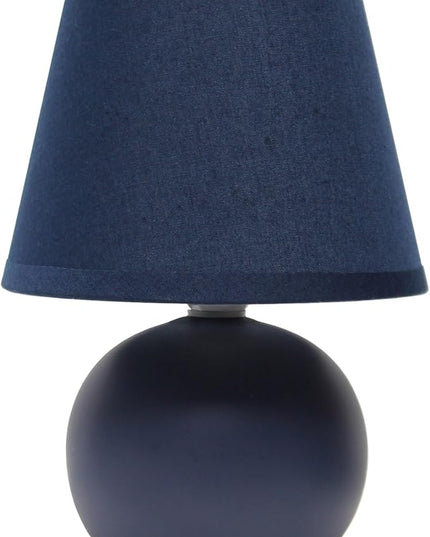 Simple Designs LT2008-BLU Mini Ceramic Globe Table Lamp with Matching Fabric Shade, Blue - LeafyLoom