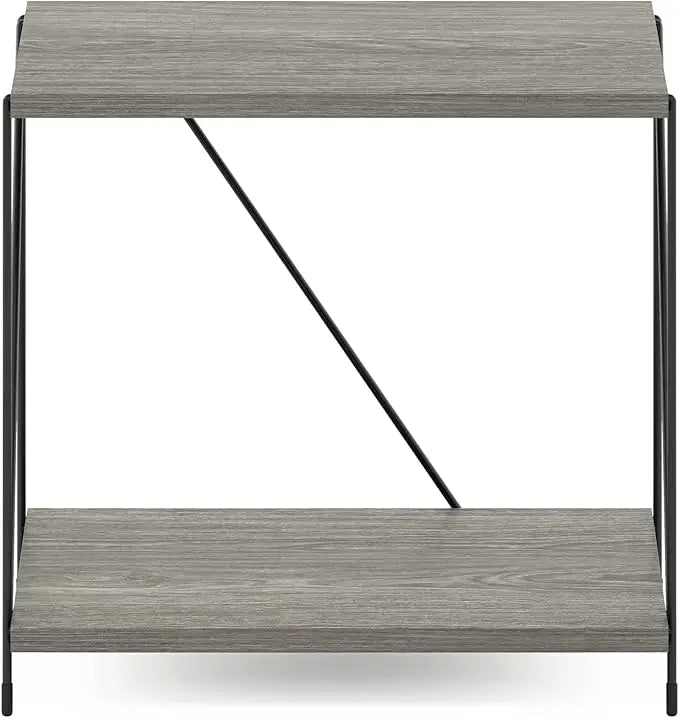 Furinno Besi Industrial Multipurpose Side Table with Metal Frame, Finn Oak - LeafyLoom