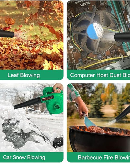 Corded Electric Leaf Blower,2 in 1 Small Handheld Lightweight Sweeper/Vacuum,110V 400W Portbale Blower for Leaf/Snow/Dust Blowing (Green) - LeafyLoom