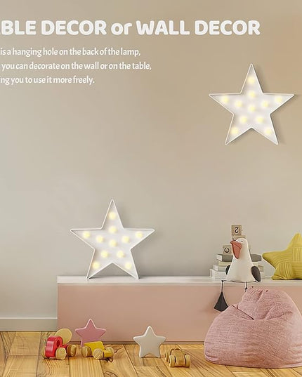 White Star Birthday Party Decorations, Battery Powered Star Night Light for Kids, Kids Room Decor for Bedrooms, Baby Night Light, Toddler Room Decor, Kids Room Decor, Wall Decor for Bedroom - LeafyLoom